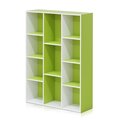 Highkey 11107WH-GR 11-Cube Reversible Open Shelf Bookcase White & Green LR377090